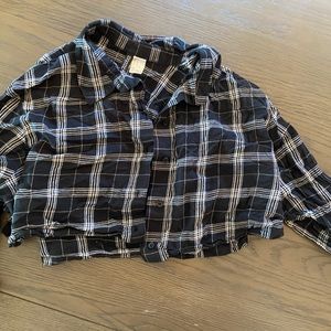 3 for $20! Cropped Plaid Button Up - H&M
